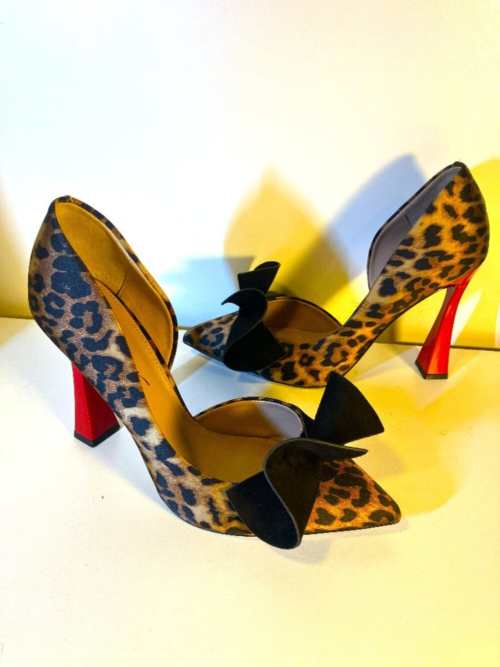 BETSY JOHNSON Leopard Print Pump with Red Heel.  Size 10.  Excellent pre-owned.